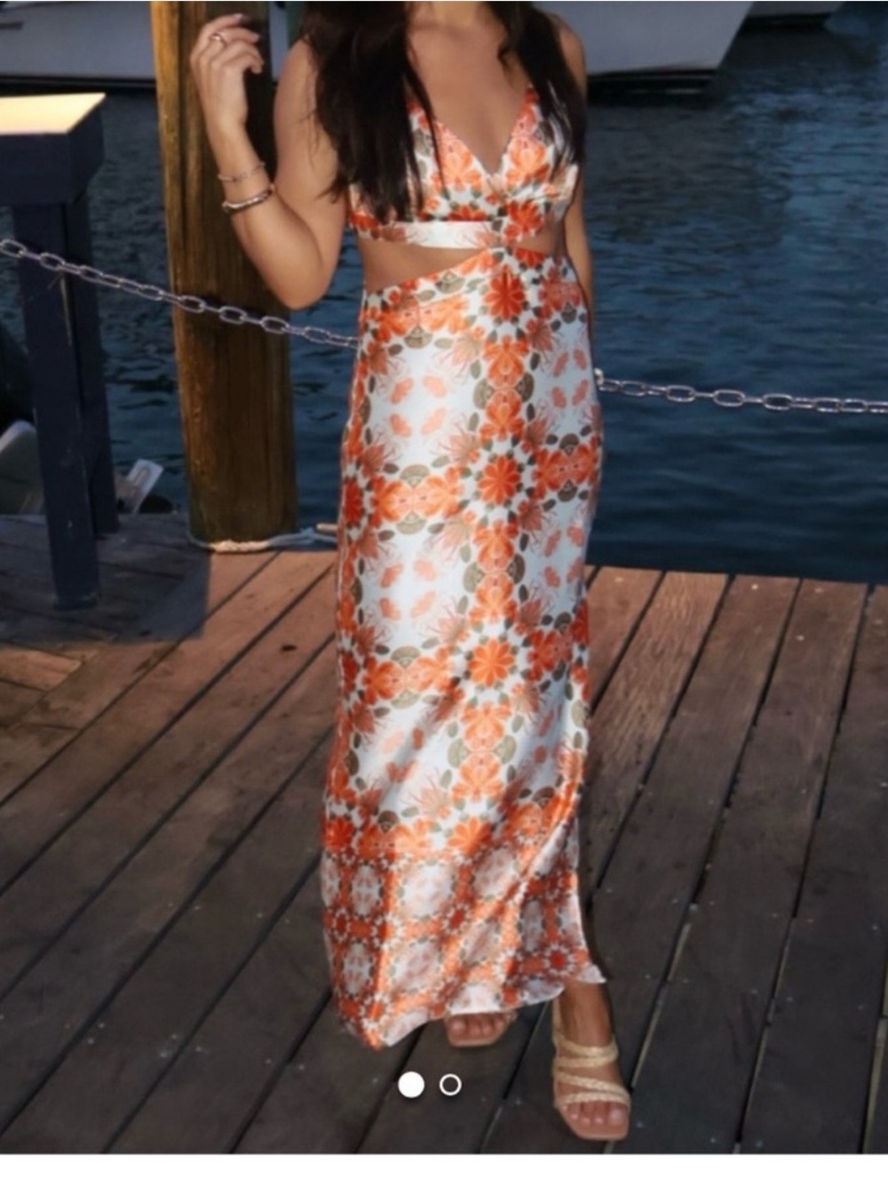 NWT House of Harlow Gorgeous Silky Floral Cutout Dress size M